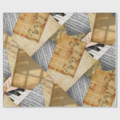 Piano führt Vintage Notenblätter Geschenkpapier (Flach)