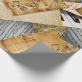 Piano führt Vintage Notenblätter Geschenkpapier (Ecke)