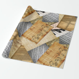 Piano führt Vintage Notenblätter Geschenkpapier