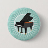 Piano Fun Turquoise Swirl Music Button (Vorderseite)