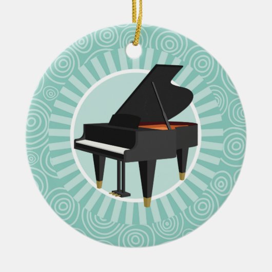 Piano Fun Turquoise Swirl Music Keramik Ornament (Vorne)
