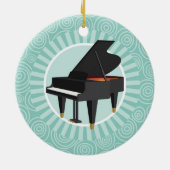 Piano Fun Turquoise Swirl Music Keramik Ornament (Hinten)