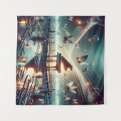 Piano für Selbstspieler in einer surrealen Seenlan Wandteppich (Vorderseite (Horizontal))