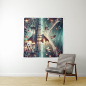 Piano für Selbstspieler in einer surrealen Seenlan Wandteppich (Beispiel (Horizontal))