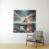 Piano für Selbstspieler in einer surrealen Seenlan Wandteppich (Beispiel)