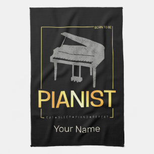 Piano Geboren, Pianist Musiker Vintagen Design Geschirrtuch