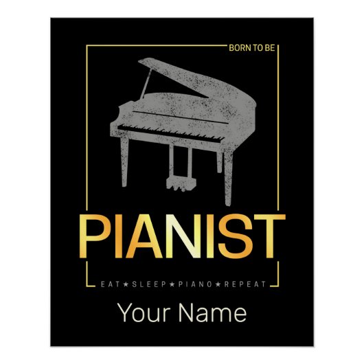 Piano Geboren, Pianist Musiker Vintagen Design Poster (Vorderseite)