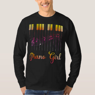 Piano Girl Cool Piano Tastatur farbenfroh T-Shirt