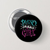 Piano Girl Pianist Music Notes Button (Vorne & Hinten)