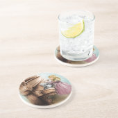 Piano Girl SandStone Untersetzer, Farbenfrohe Vint Untersetzer (Seite)