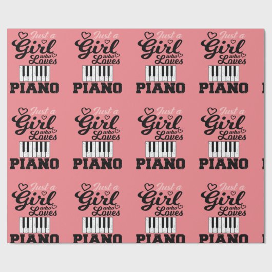 Piano Girl Wrapping Paper Geschenkpapier (Flach)