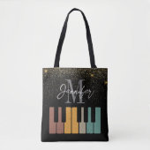 Piano Glitzer Gold Monogram Name Personalisiert Tasche (Vorderseite)