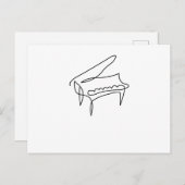 Piano Grand Piano Single Line Zeichnend Postkarte (Vorne/Hinten)