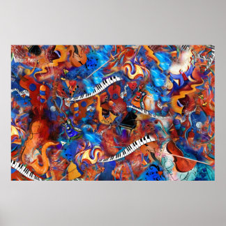 Piano Guitar Saxophone Musik Wahnsinn Poster