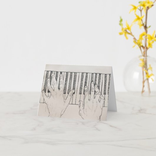 Piano Hands Sketch Greeting Card Karte (Gelbe Blume)