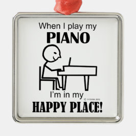 Piano Happy Place Silbernes Ornament