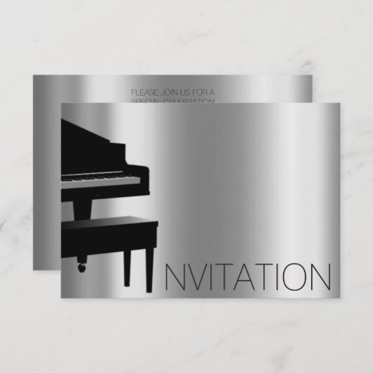Piano Hause Concept Minimalismus Vip Black Aqua Einladung (Vorne/Hinten)