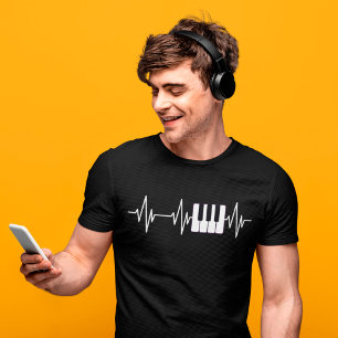 Piano Heartbeat Keyboard Vintage Pianisten Musiker T-Shirt