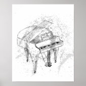  Piano Illustration Art Drawing Music Lovers Poster (Vorne)