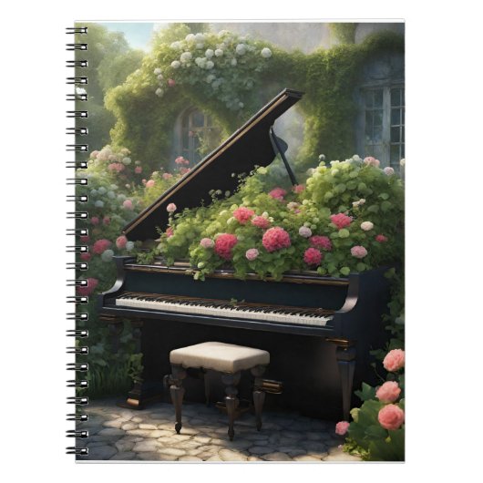 Piano in Bloom- Gartenmalerei Notizblock (Vorderseite)