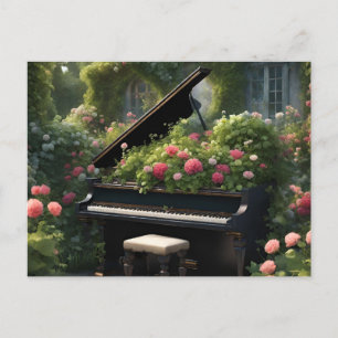 Piano in Bloom- Gartenmalerei Postkarte