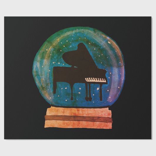 Piano in einem Schneeglobe Geschenkpapier (Flach)