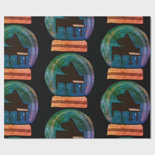 Piano in einem Schneeglobe Geschenkpapier (Flach)