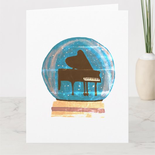 Piano in einem Schneeglobe Karte (Vorderseite)