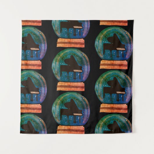 Piano in einem Schneeglobe Wandteppich (Vorderseite)