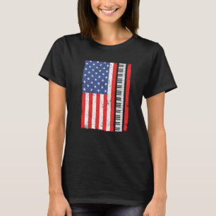 Piano Instrument Pianist Keyboard American Flag 4t T-Shirt