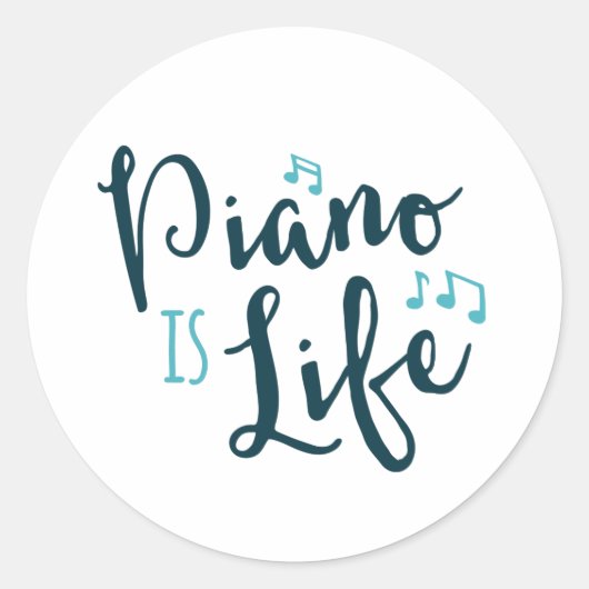 Piano ist das Leben Runder Aufkleber (Vorderseite)