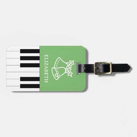Piano Key Bester Klavierlehrer Weihnachten Grün Gepäckanhänger (Vorderseite horizontal)
