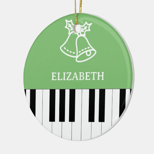 Piano Key Bester Klavierlehrer Weihnachten Grün Keramik Ornament (Links)
