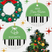Piano Key Bester Klavierlehrer Weihnachten Grün Keramik Ornament