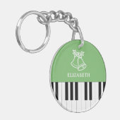 Piano Key Bester Klavierlehrer Weihnachten Grün Schlüsselanhänger (Vorderseite links)