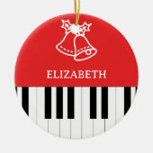 Piano Key Jingle Bell Frohe Weihnachts Rot Grün Keramik Ornament (Vorne)