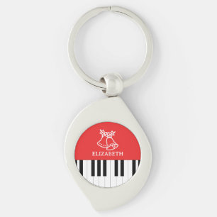 Piano Key Jingle Bell Frohe Weihnachtsrot Schlüsselanhänger