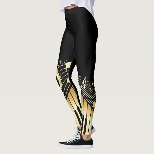 Piano Key Musical Notes Gold Music Leggings (Links)