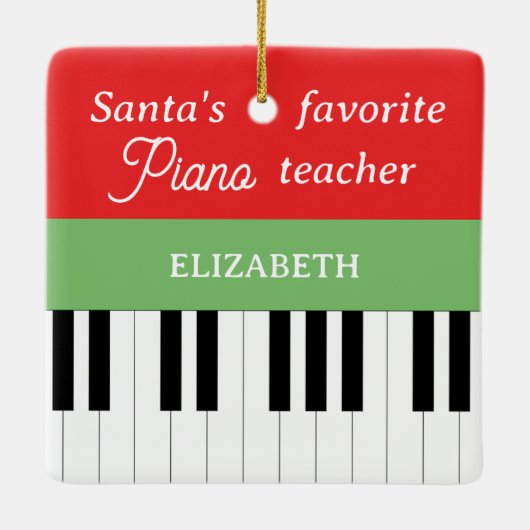 Piano Key Santa's Lieblings-Klavierlehrer Keramikornament (Rückseite)