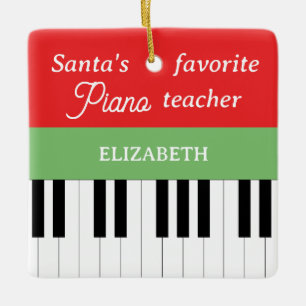Piano Key Santa's Lieblings-Klavierlehrer Keramikornament