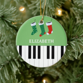 Piano Key Weihnachtssocken Grün Keramik Ornament