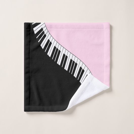 Piano Keyboard Black and White Music Design Pink Badhandtuch Set (Waschlappen)