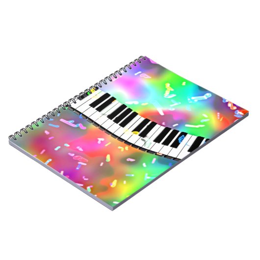 Piano Keyboard buntes Musikthema, Notizblock (Linke Seite)