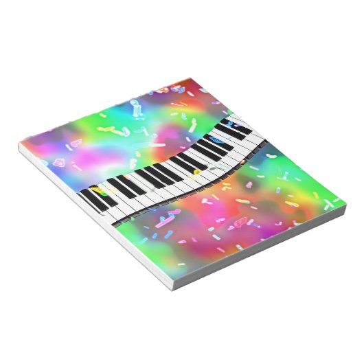Piano Keyboard farbiges Musikthema Notizblock (angewinkelt)