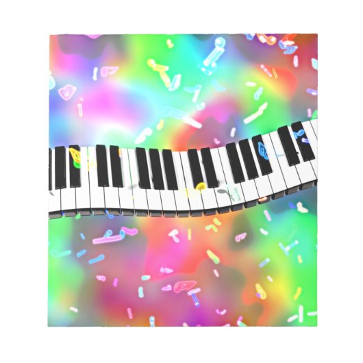 Piano Keyboard farbiges Musikthema Notizblock (Vorderseite)