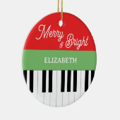 Piano Keyboard Merry & Bright Pianist Weihnachten Keramik Ornament (Rechts)