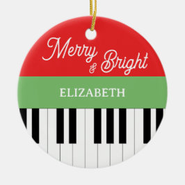 Piano Keyboard Merry & Bright Pianist Weihnachten Keramik Ornament