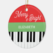 Piano Keyboard Merry & Bright Pianist Weihnachten Keramik Ornament (Links)