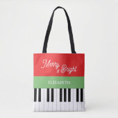 Piano Keyboard Merry & Bright Pianist Weihnachten Tasche (Vorderseite)