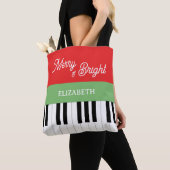 Piano Keyboard Merry & Bright Pianist Weihnachten Tasche (Von Nahem)